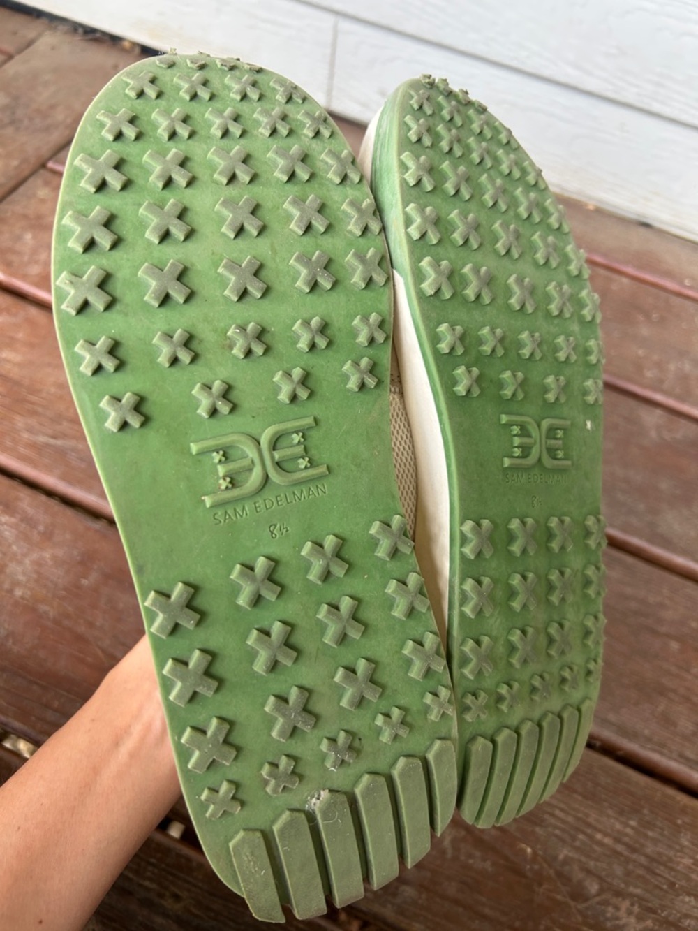 Sam Edelman Langley Beige and Green Athletic Sneakers, 8.5 - Picture 5 of 6